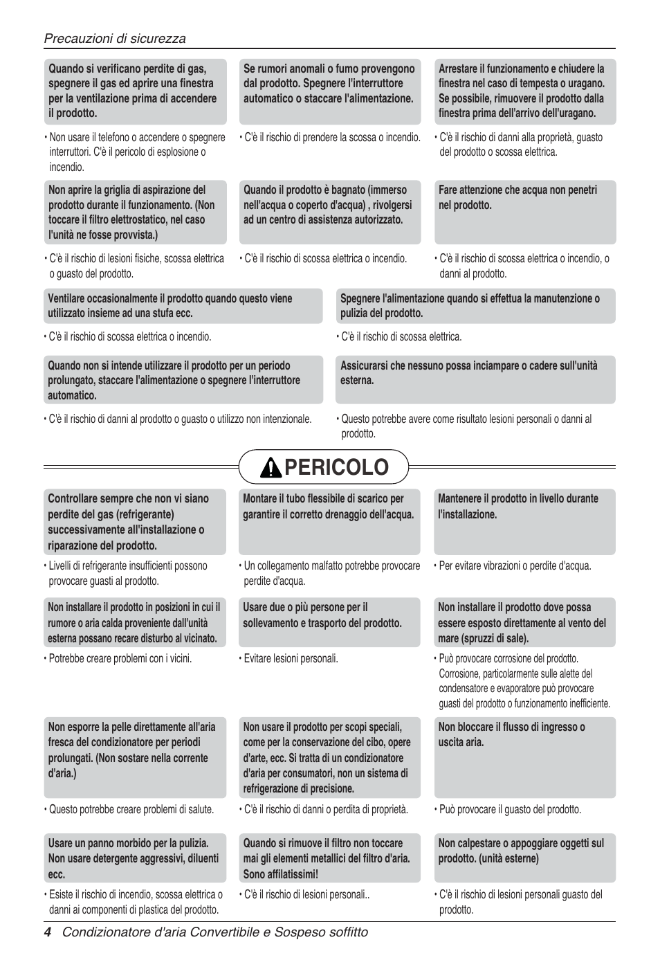Pericolo | LG UV18 NBC User Manual | Page 20 / 305