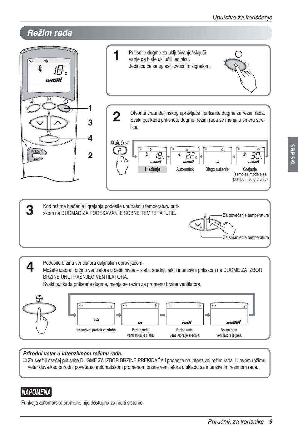 Režim rada | LG UV18 NBC User Manual | Page 217 / 305