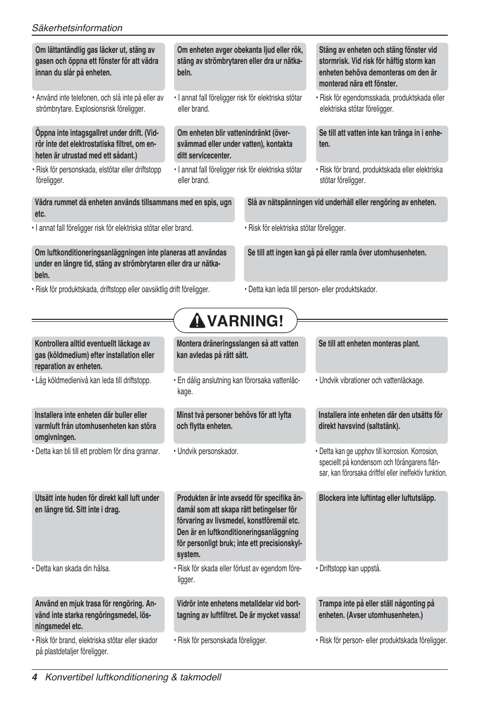 Varning | LG UV18 NBC User Manual | Page 244 / 305