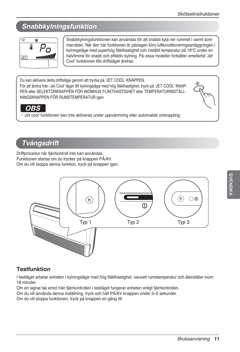 Snabbkylningsfunktion, Tvångsdrift | LG UV18 NBC User Manual | Page 251 / 305