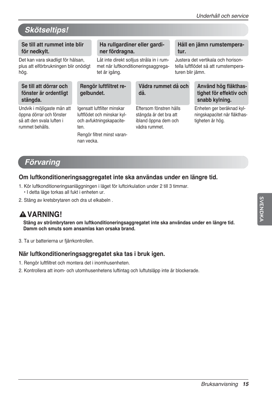 Förvaring, Skötseltips | LG UV18 NBC User Manual | Page 255 / 305