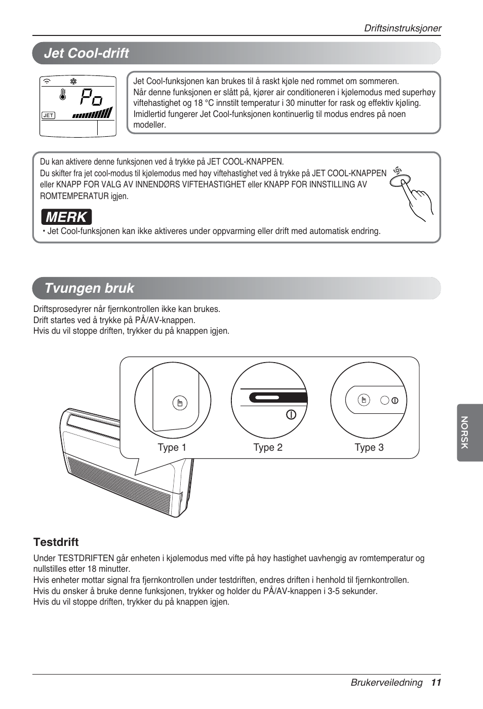 Jet cool-drift, Tvungen bruk | LG UV18 NBC User Manual | Page 267 / 305