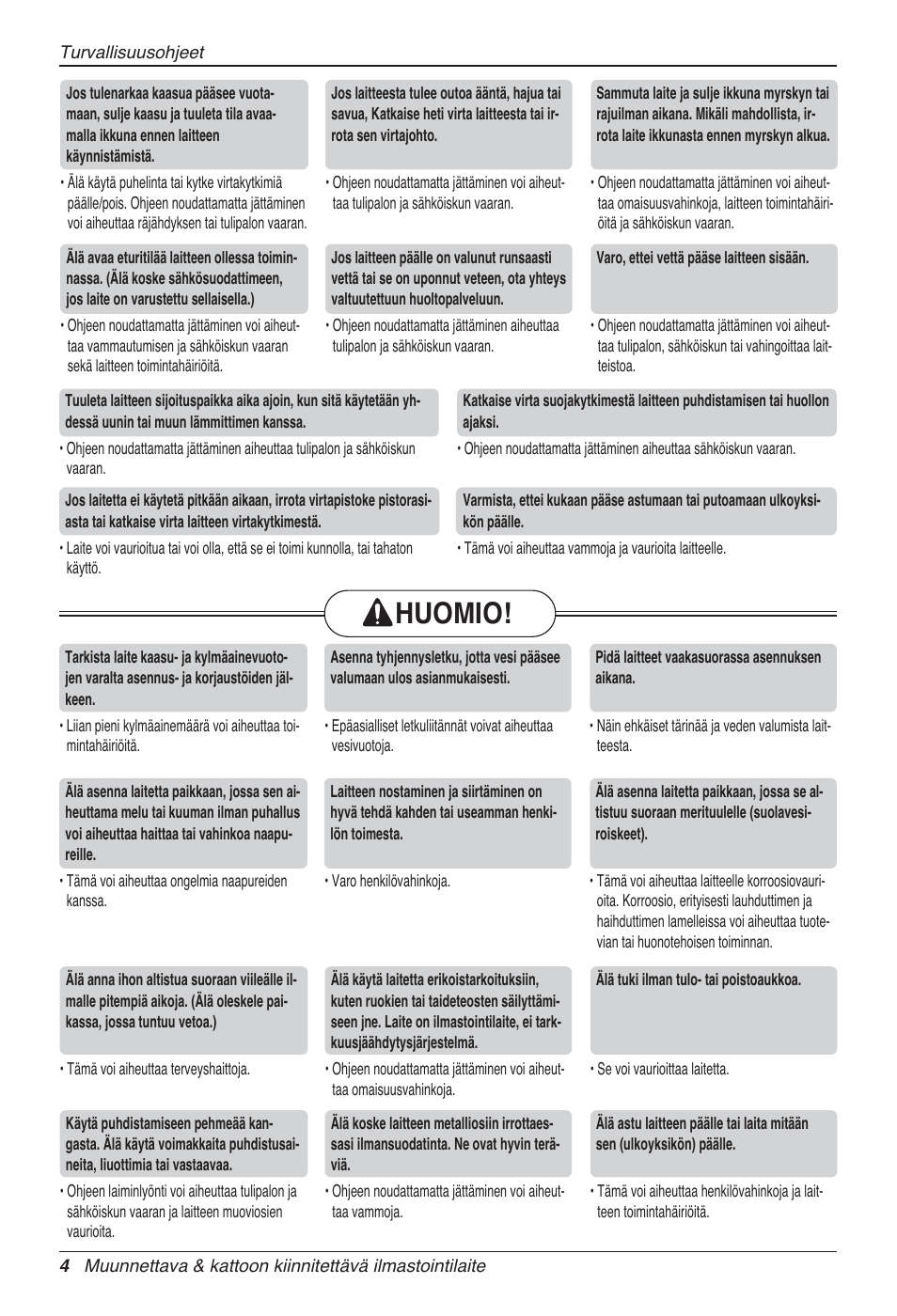 Huomio | LG UV18 NBC User Manual | Page 276 / 305
