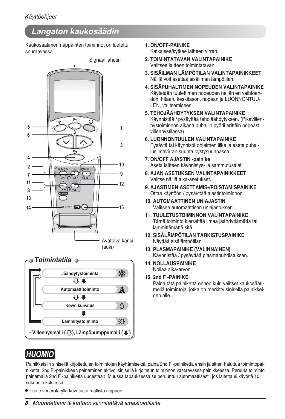 Langaton kaukosäädin, Toimintatila | LG UV18 NBC User Manual | Page 280 / 305