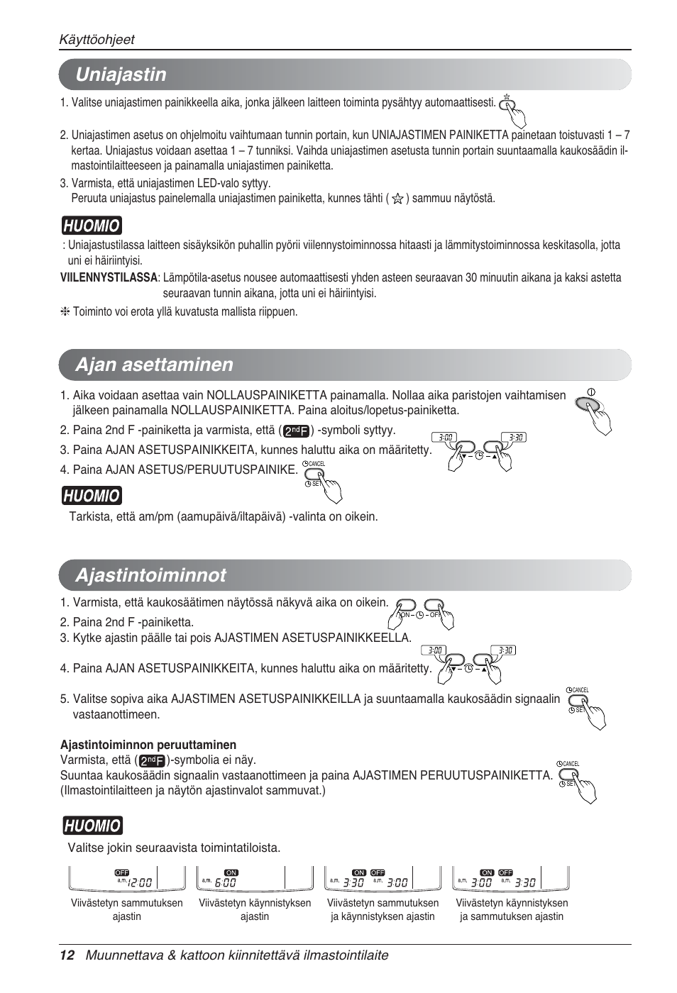 Ajan asettaminen ajastintoiminnot, Uniajastin | LG UV18 NBC User Manual | Page 284 / 305