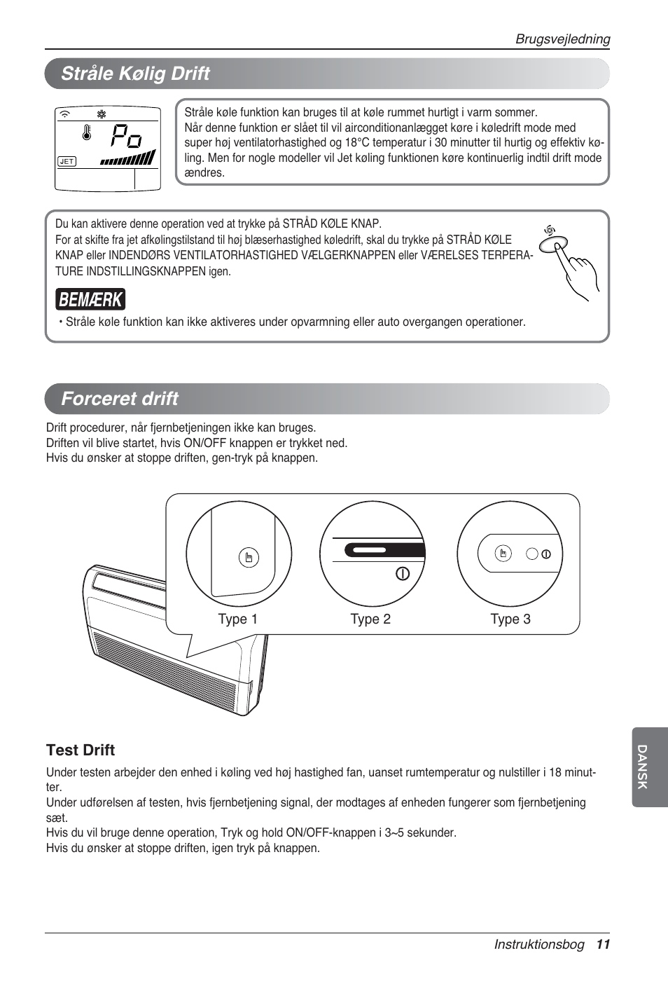 Stråle kølig drift, Forceret drift | LG UV18 NBC User Manual | Page 299 / 305