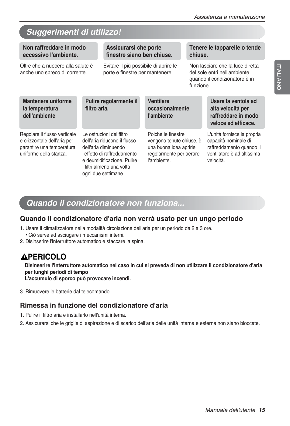 Pericolo | LG UV18 NBC User Manual | Page 31 / 305