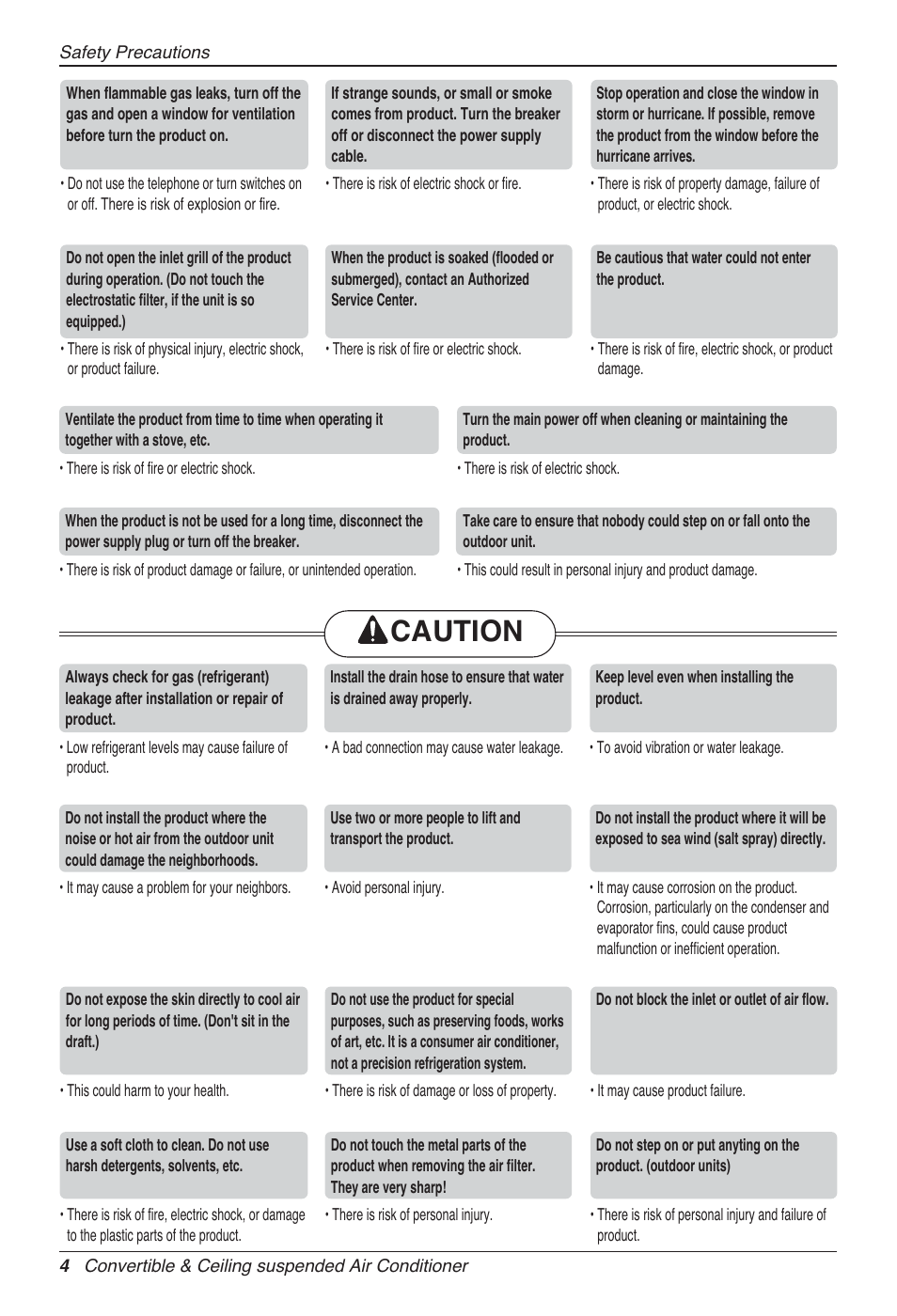 Caution | LG UV18 NBC User Manual | Page 4 / 305