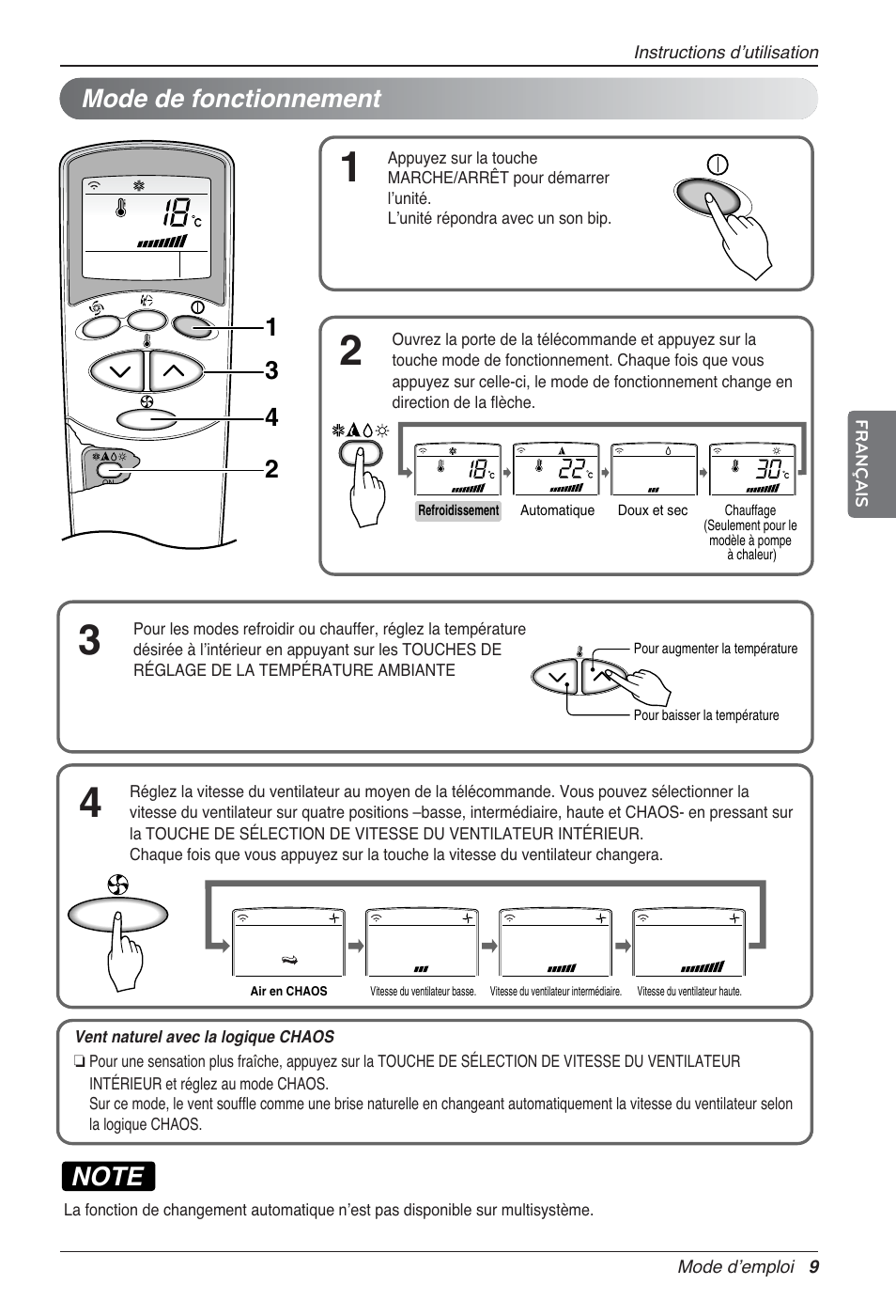 Mode de fonctionnement | LG UV18 NBC User Manual | Page 57 / 305