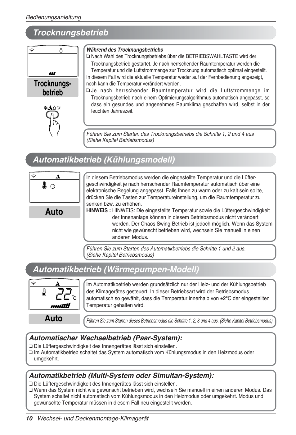 Auto trocknungs- betrieb auto | LG UV18 NBC User Manual | Page 74 / 305