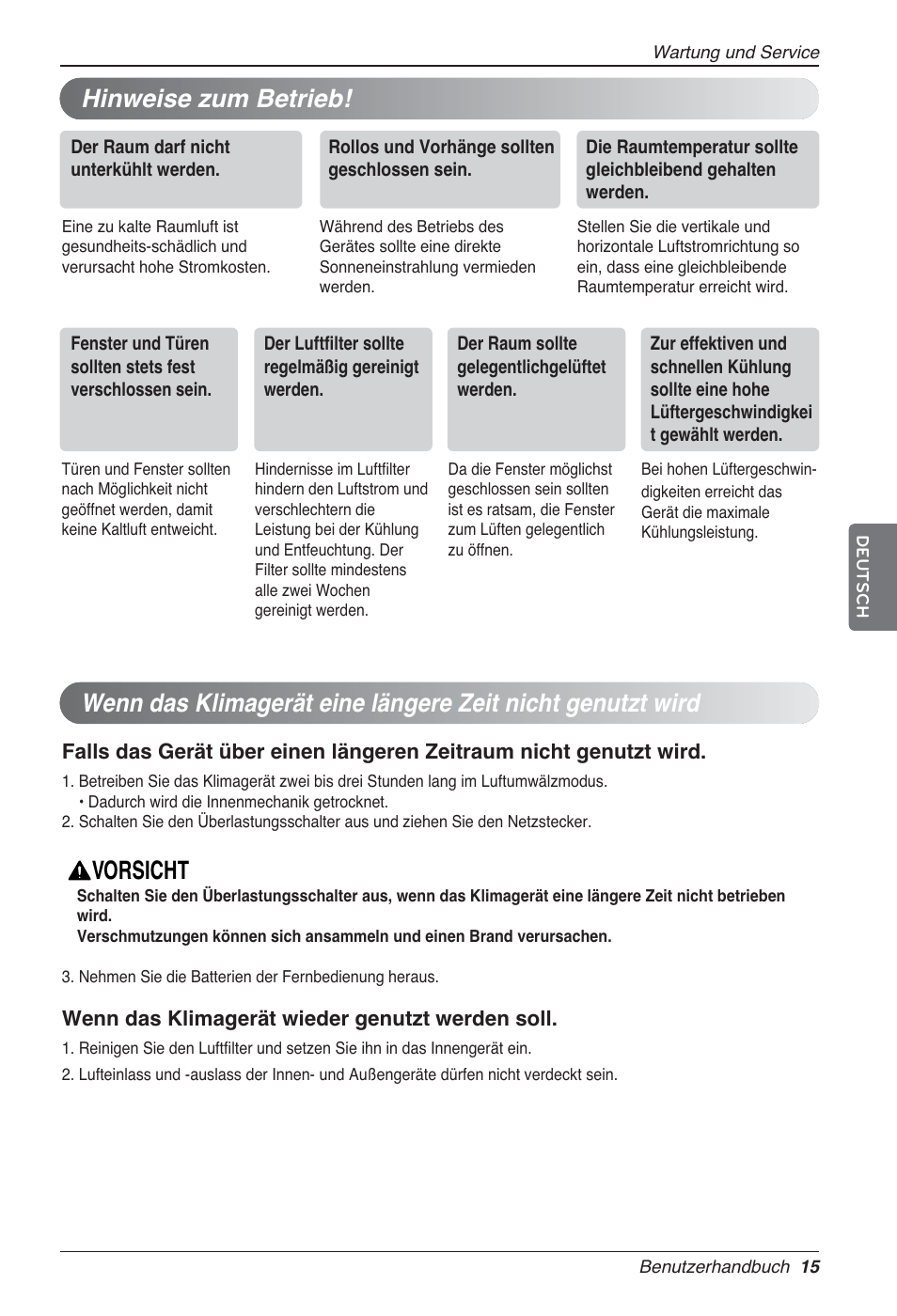 Vorsicht | LG UV18 NBC User Manual | Page 79 / 305