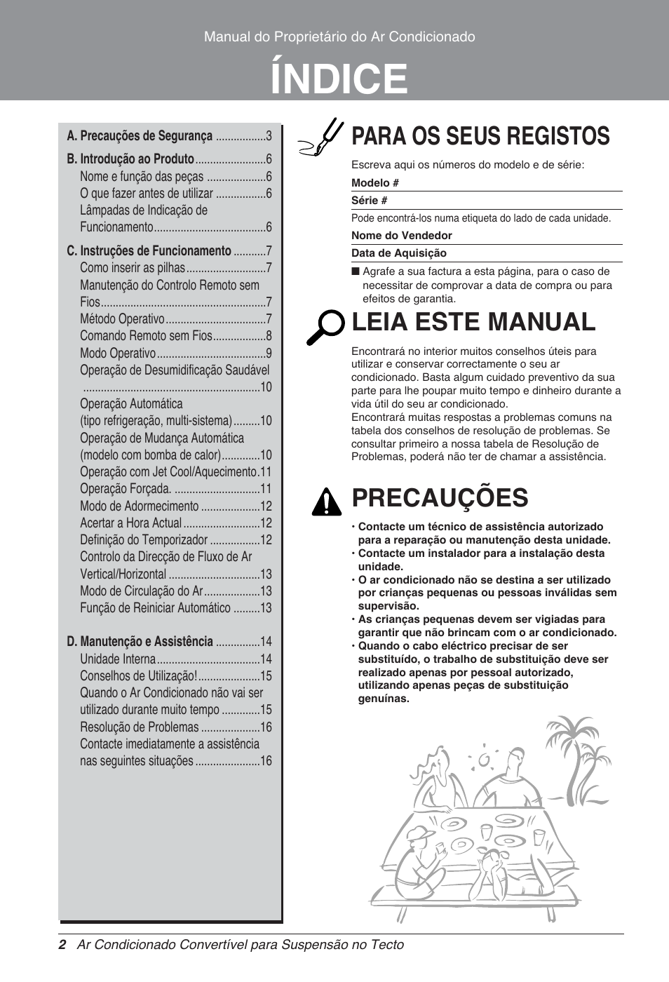 Índice, Para os seus registos, Leia este manual | Precauções | LG UV18 NBC User Manual | Page 98 / 305