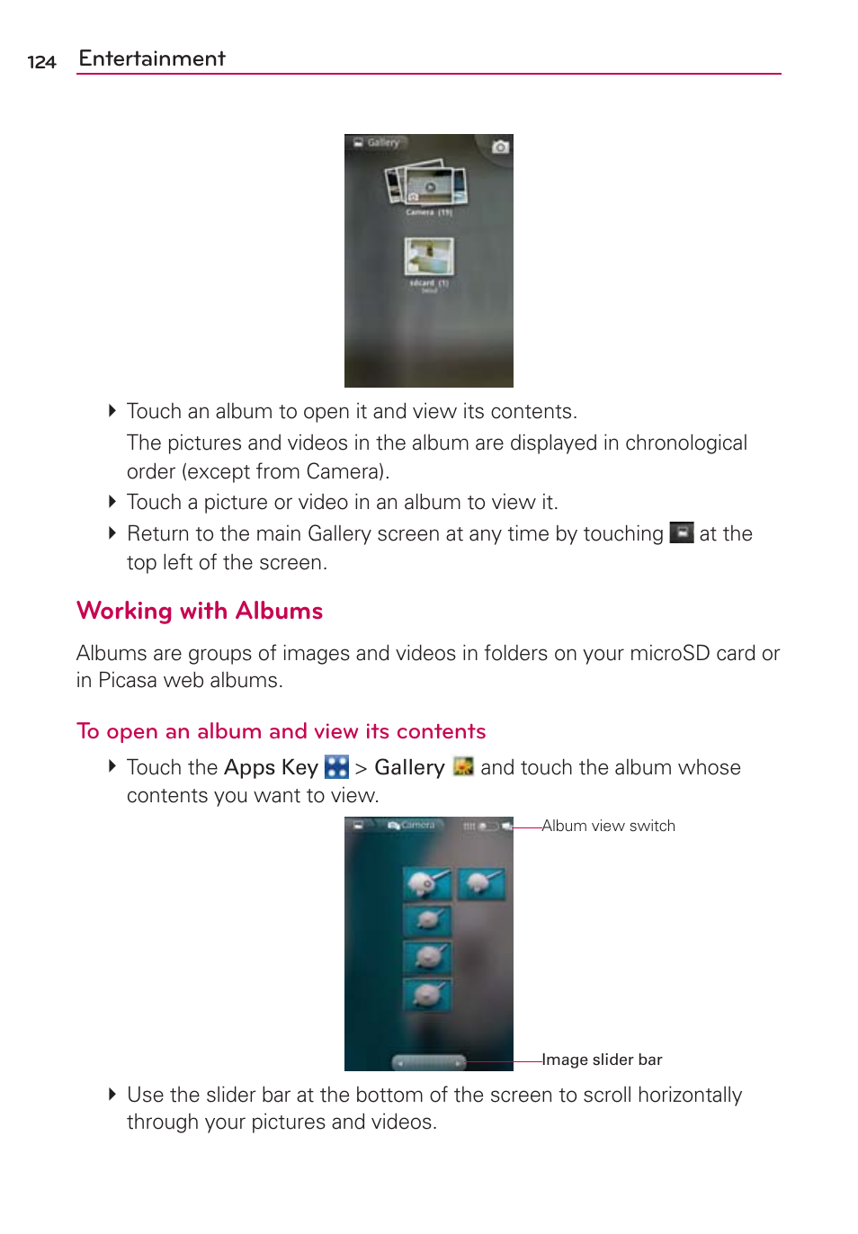 Working with albums | LG VS700 User Manual | Page 126 / 448
