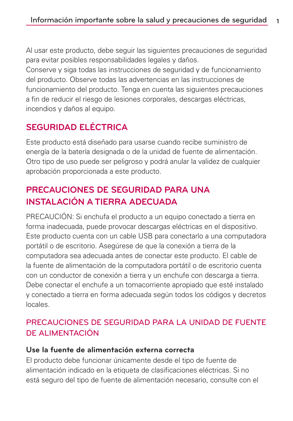 Seguridad eléctrica | LG VS700 User Manual | Page 218 / 448