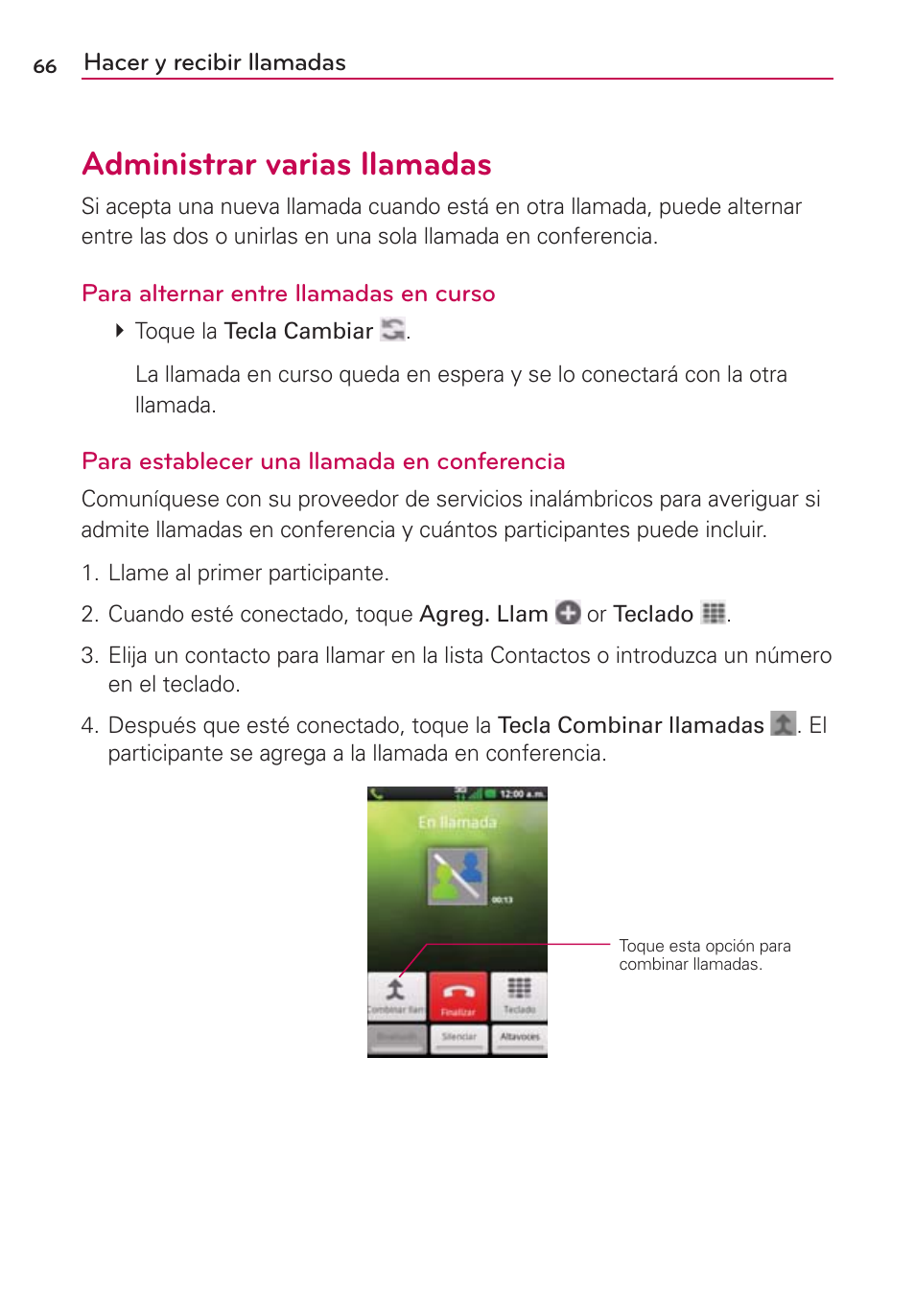 Administrar varias llamadas | LG VS700 User Manual | Page 283 / 448