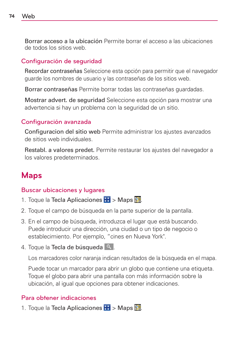Maps | LG VS700 User Manual | Page 291 / 448