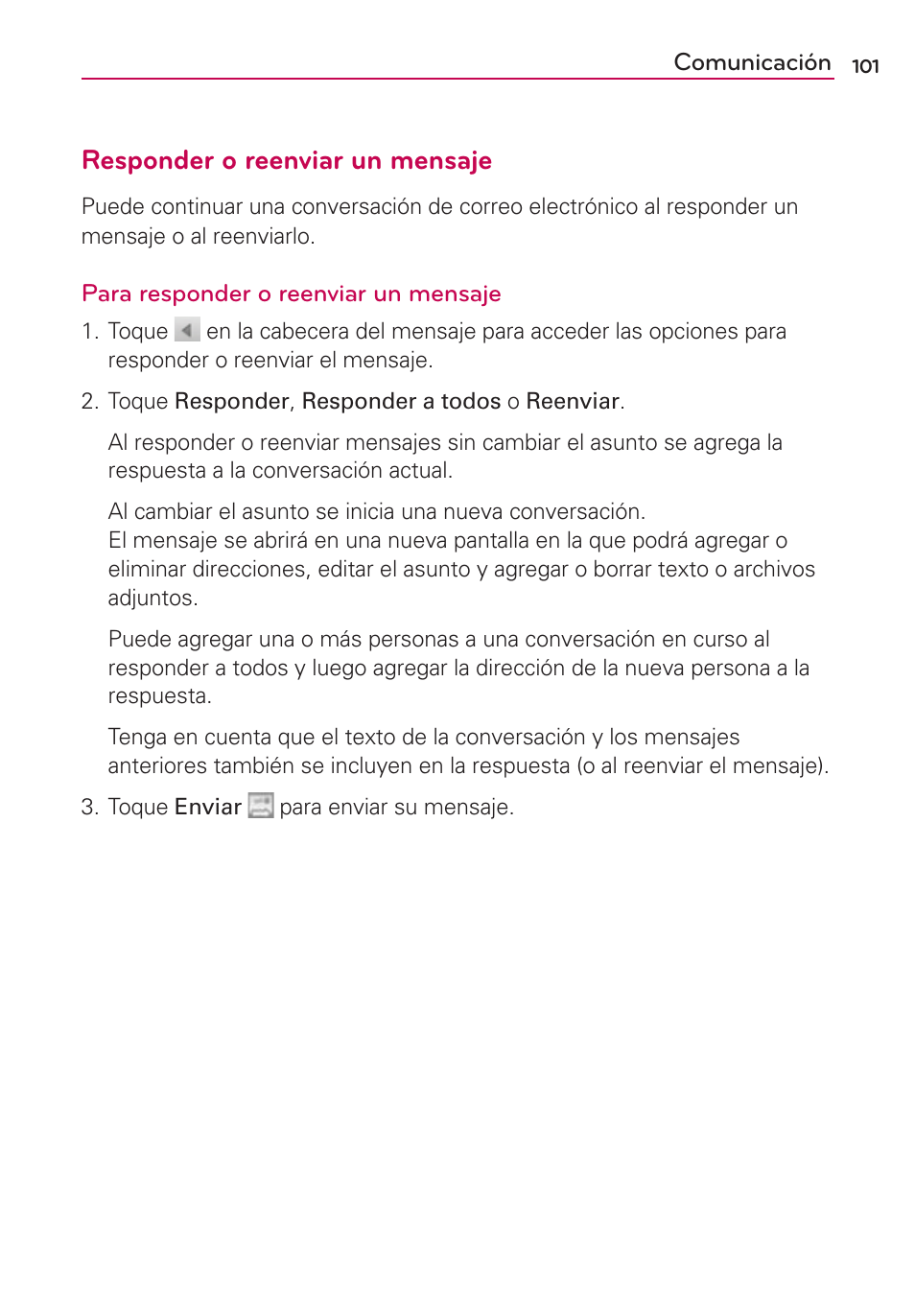 Responder o reenviar un mensaje | LG VS700 User Manual | Page 318 / 448