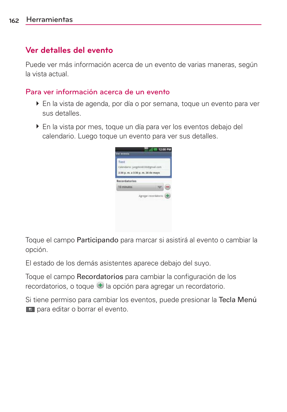 Ver detalles del evento | LG VS700 User Manual | Page 379 / 448