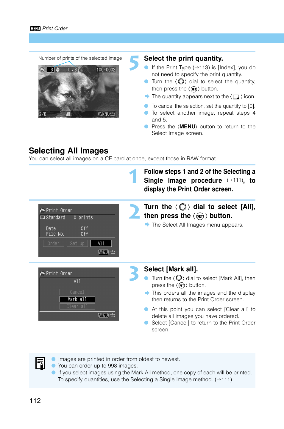 Selecting all images | Canon EOS D30 User Manual | Page 112 / 152