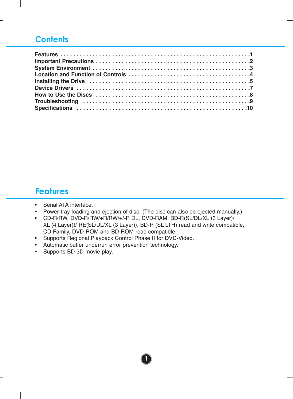 Contents features | LG WH16NS40 User Manual | Page 4 / 16