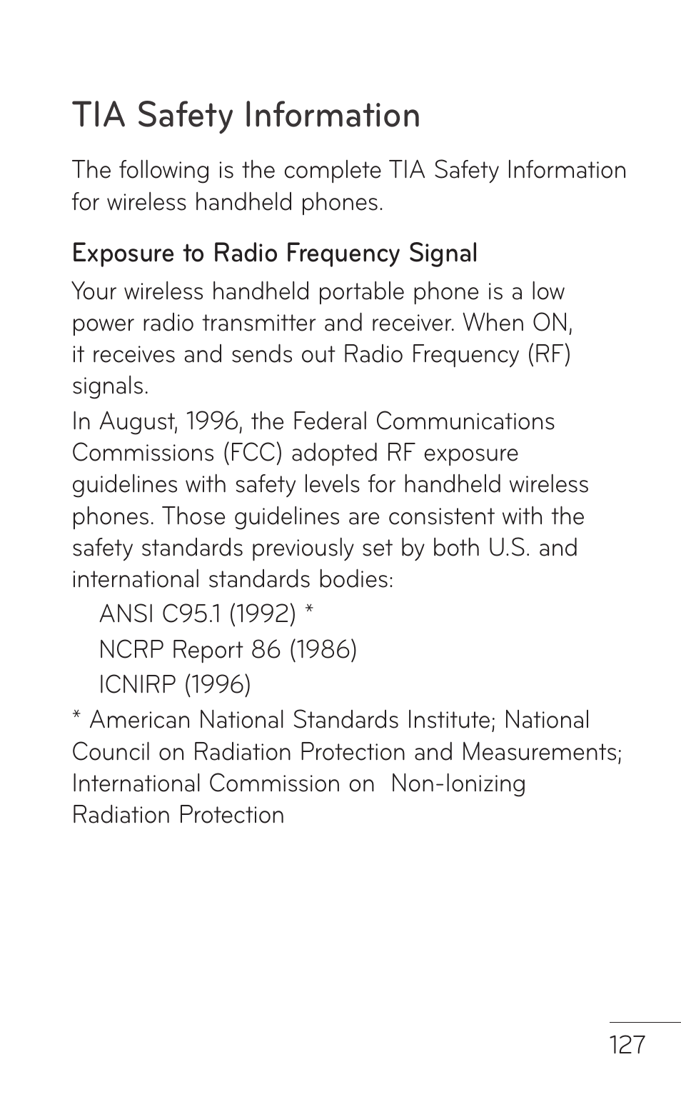 Tia safety information | LG LGE739BK User Manual | Page 127 / 312