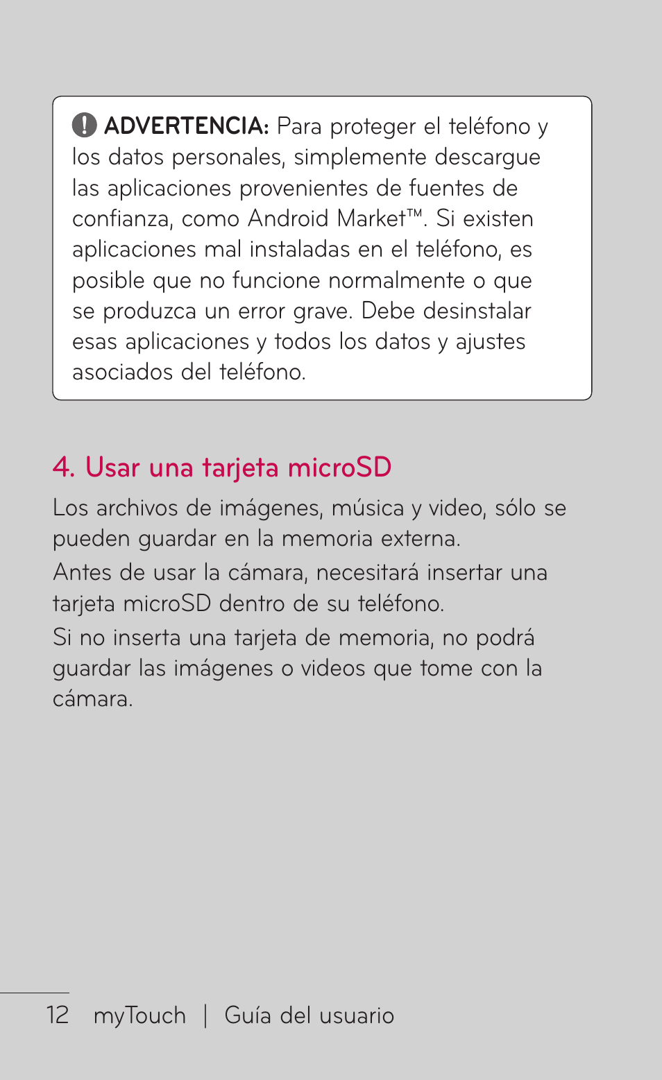 Usar una tarjeta microsd | LG LGE739BK User Manual | Page 160 / 312