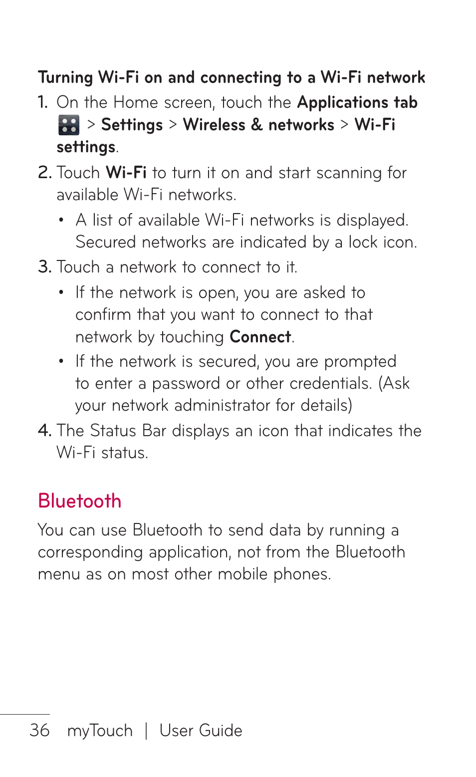 Bluetooth | LG LGE739BK User Manual | Page 36 / 312