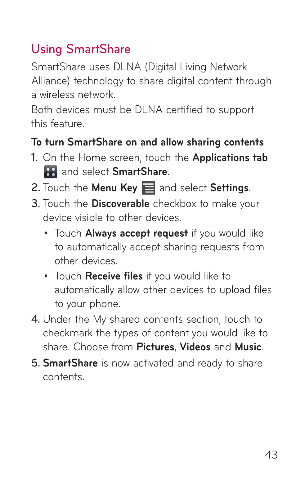 Using smartshare | LG LGE739BK User Manual | Page 43 / 312