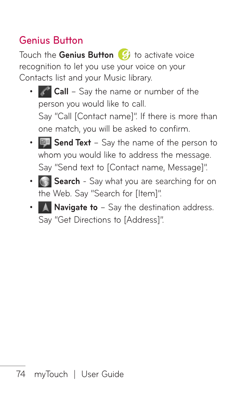 Genius button | LG LGE739BK User Manual | Page 74 / 312