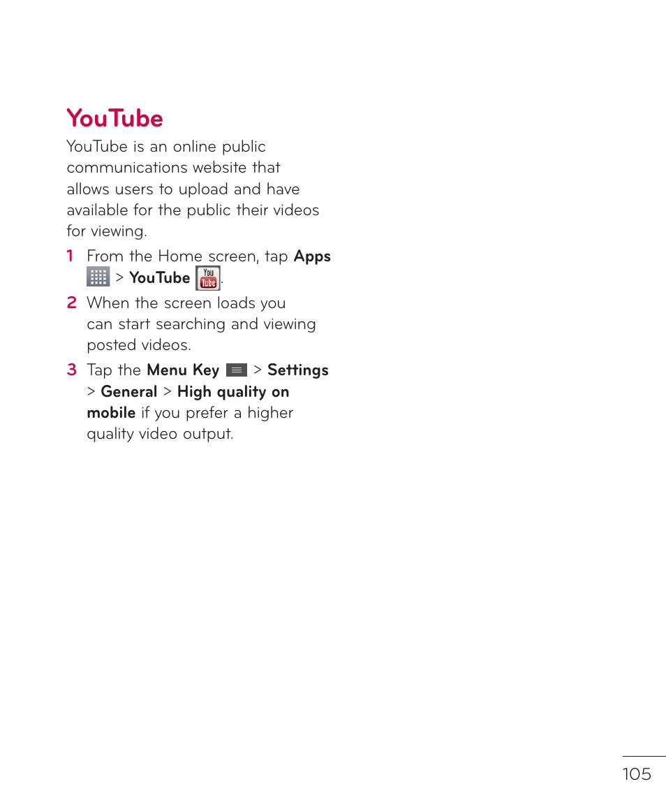 Youtube | LG LGP769BK User Manual | Page 107 / 167
