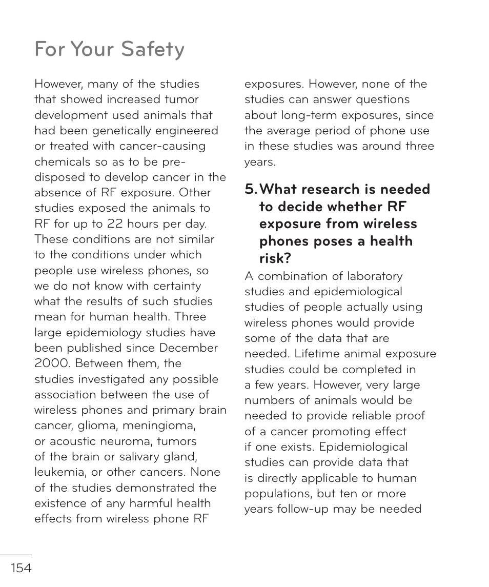 For your safety | LG LGP769BK User Manual | Page 156 / 167