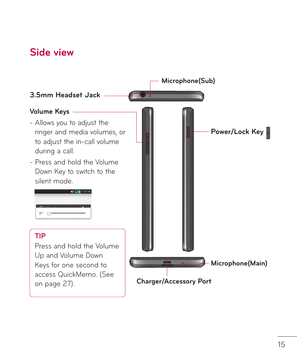 Side view | LG LGP769BK User Manual | Page 17 / 167
