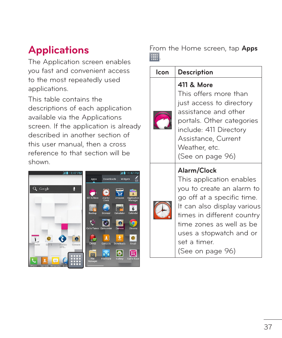 Applications | LG LGP769BK User Manual | Page 39 / 167
