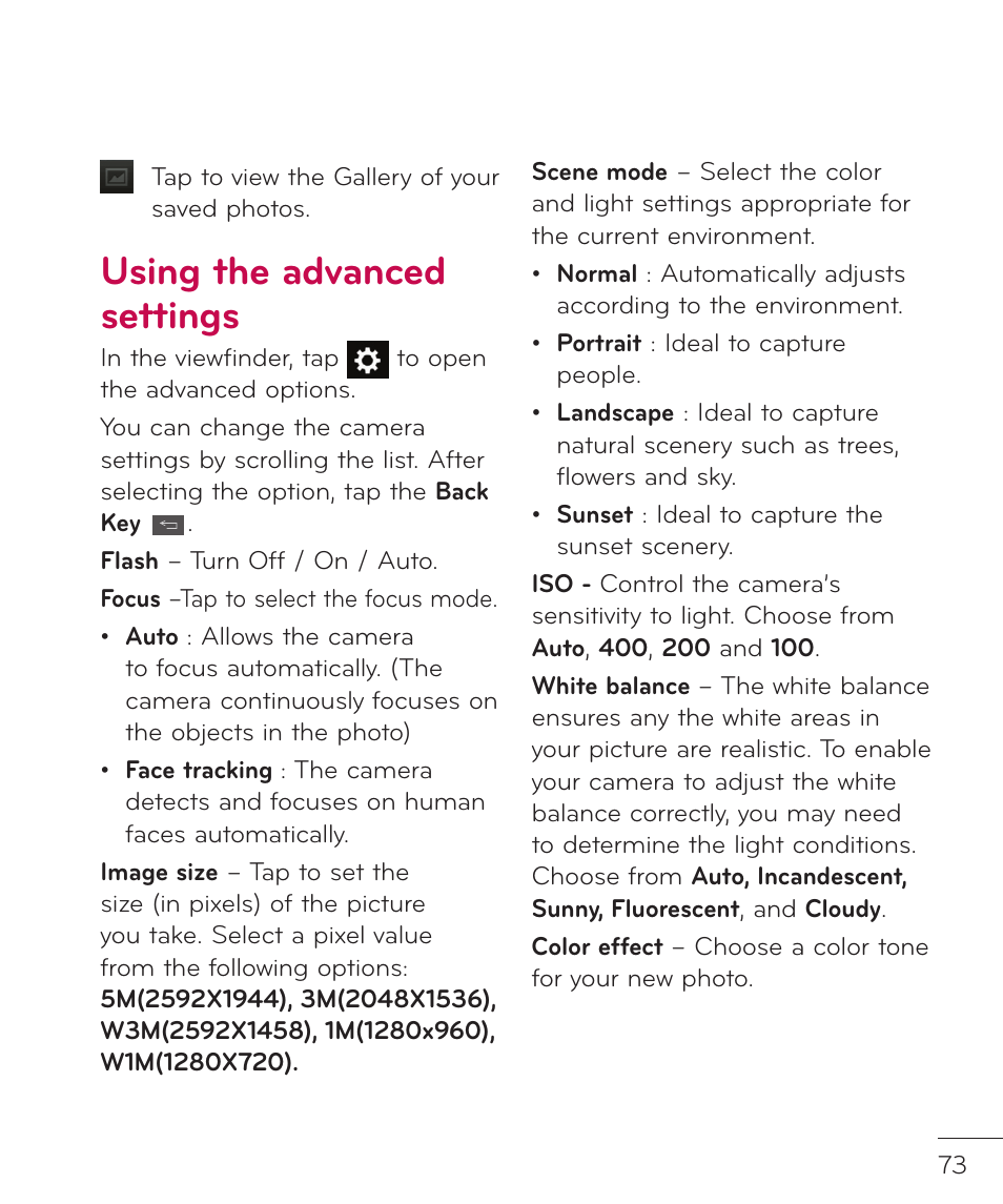Using the advanced settings | LG LGP769BK User Manual | Page 75 / 167
