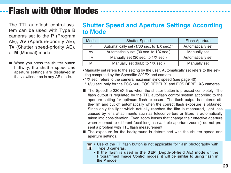 Flash with other modes | Canon 220 EX User Manual | Page 29 / 44