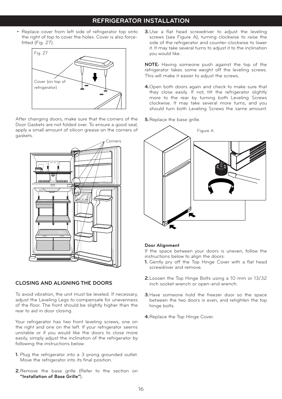 Refrigerator installation using your refrigerator | LG LTC19340ST User Manual | Page 16 / 31
