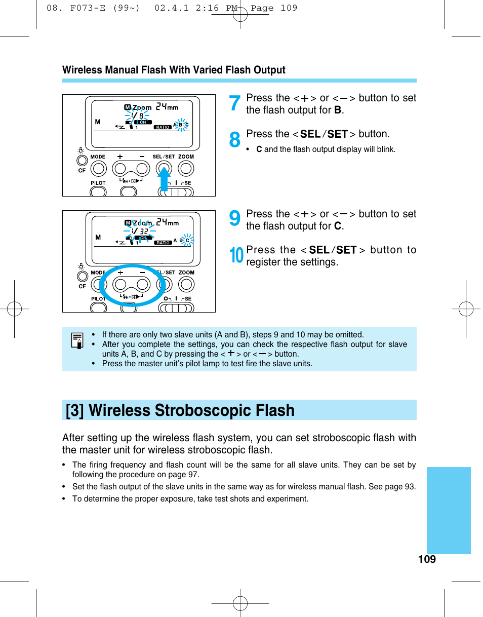 3] wireless stroboscopic flash | Canon 550 EX User Manual | Page 109 / 128