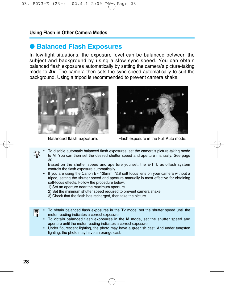 Balanced flash exposures | Canon 550 EX User Manual | Page 28 / 128