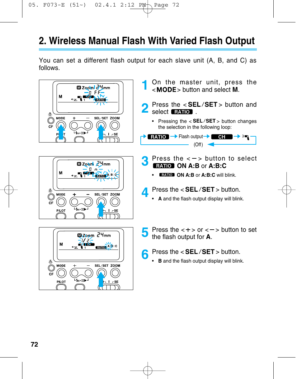 Wireless manual flash with varied flash output | Canon 550 EX User Manual | Page 72 / 128