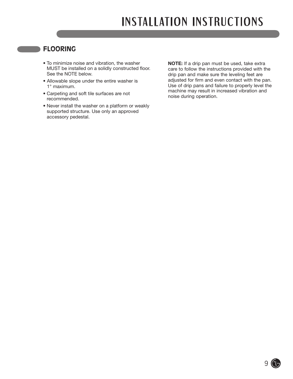 Flooring | LG WM3477HS User Manual | Page 10 / 109
