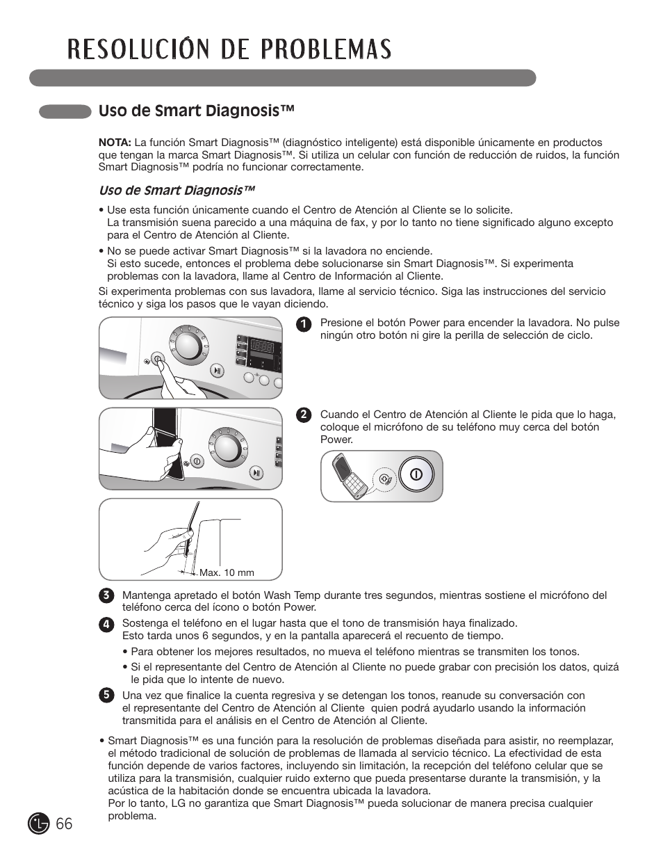Uso de smart diagnosis | LG WM3477HS User Manual | Page 67 / 109