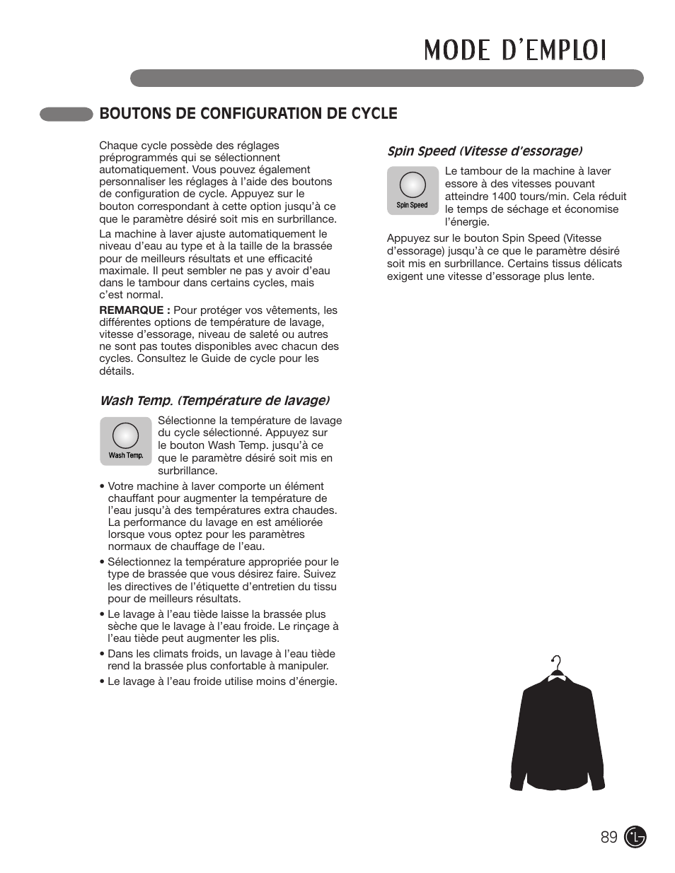 Boutons de configuration de cycle | LG WM3477HS User Manual | Page 90 / 109