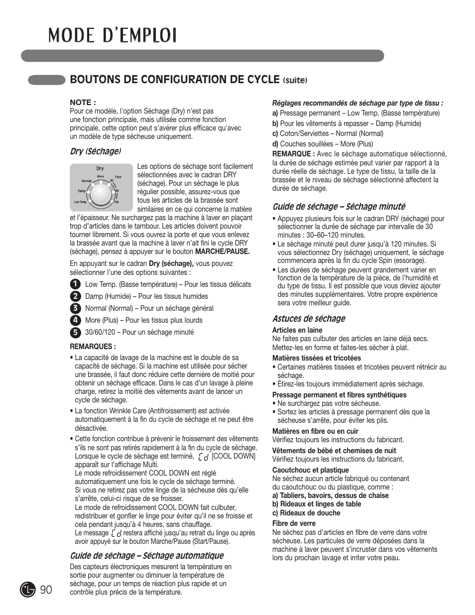 Boutons de configuration de cycle | LG WM3477HS User Manual | Page 91 / 109
