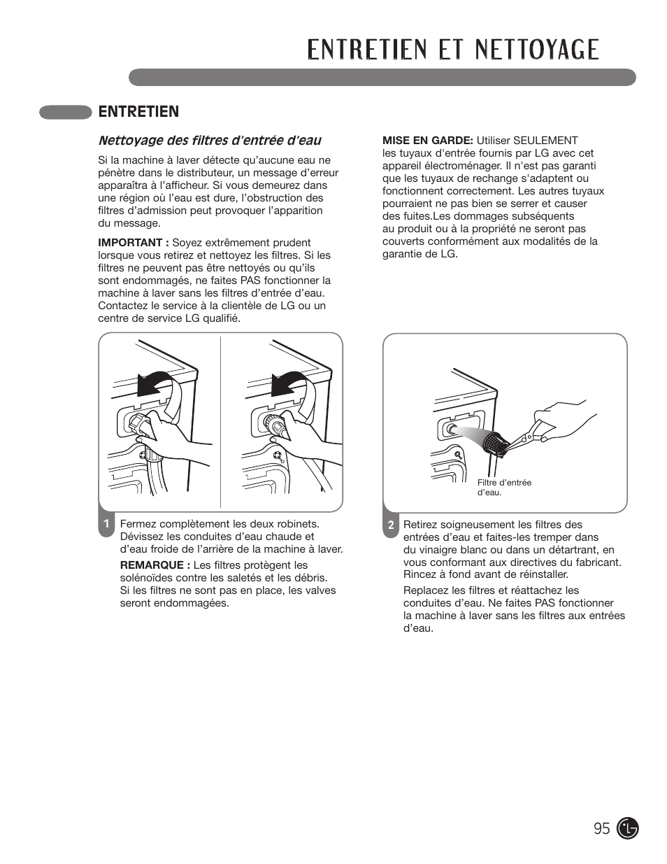 Entretien | LG WM3477HS User Manual | Page 96 / 109