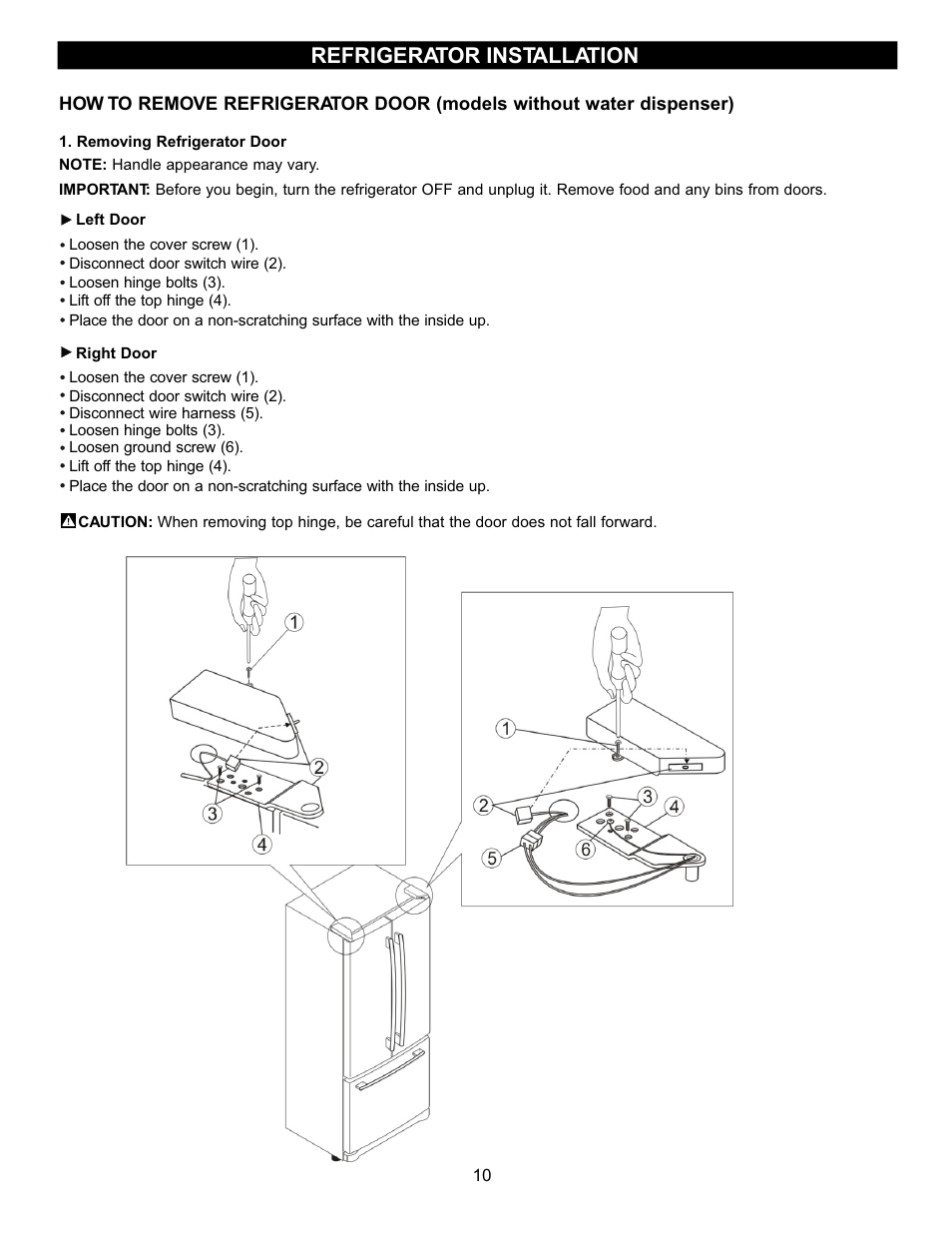 Refrigerator installation | LG LFC22740TT User Manual | Page 10 / 36