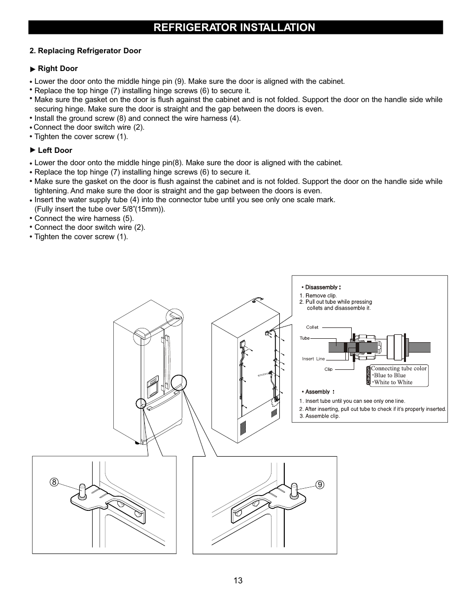 Refrigerator installation | LG LFC22740TT User Manual | Page 13 / 36