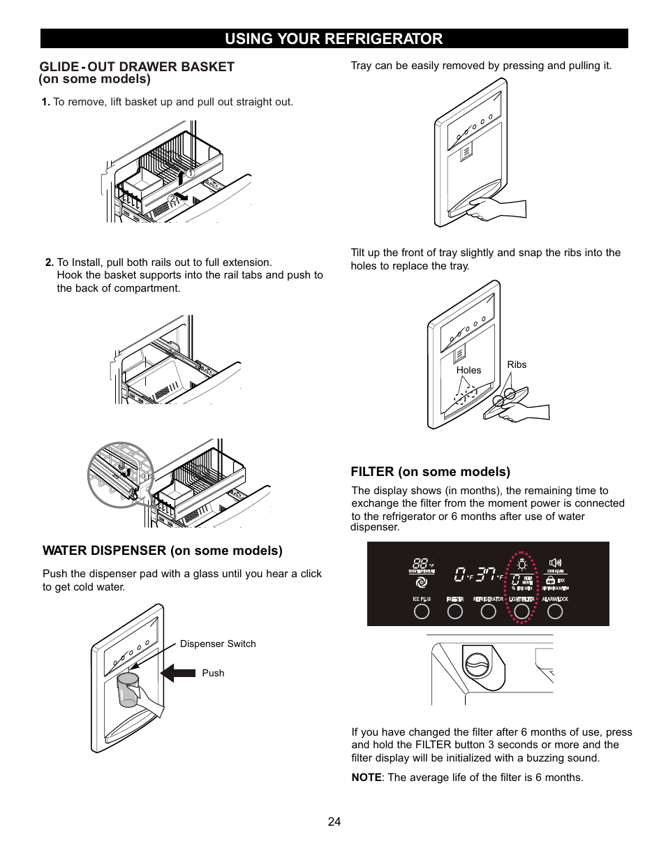 Using your refrigerator | LG LFC22740TT User Manual | Page 24 / 36
