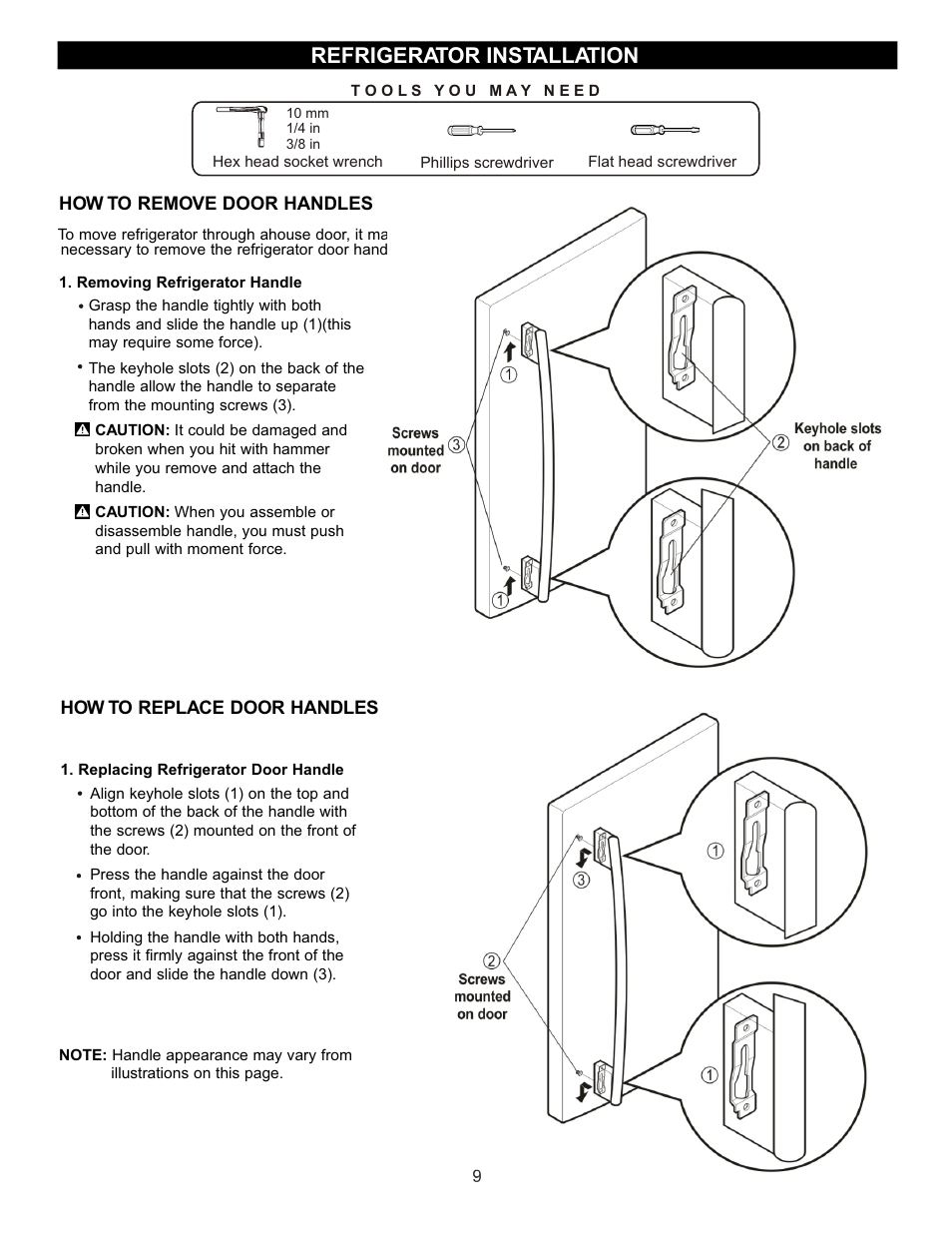 Refrigerator installation | LG LFC22740TT User Manual | Page 9 / 36