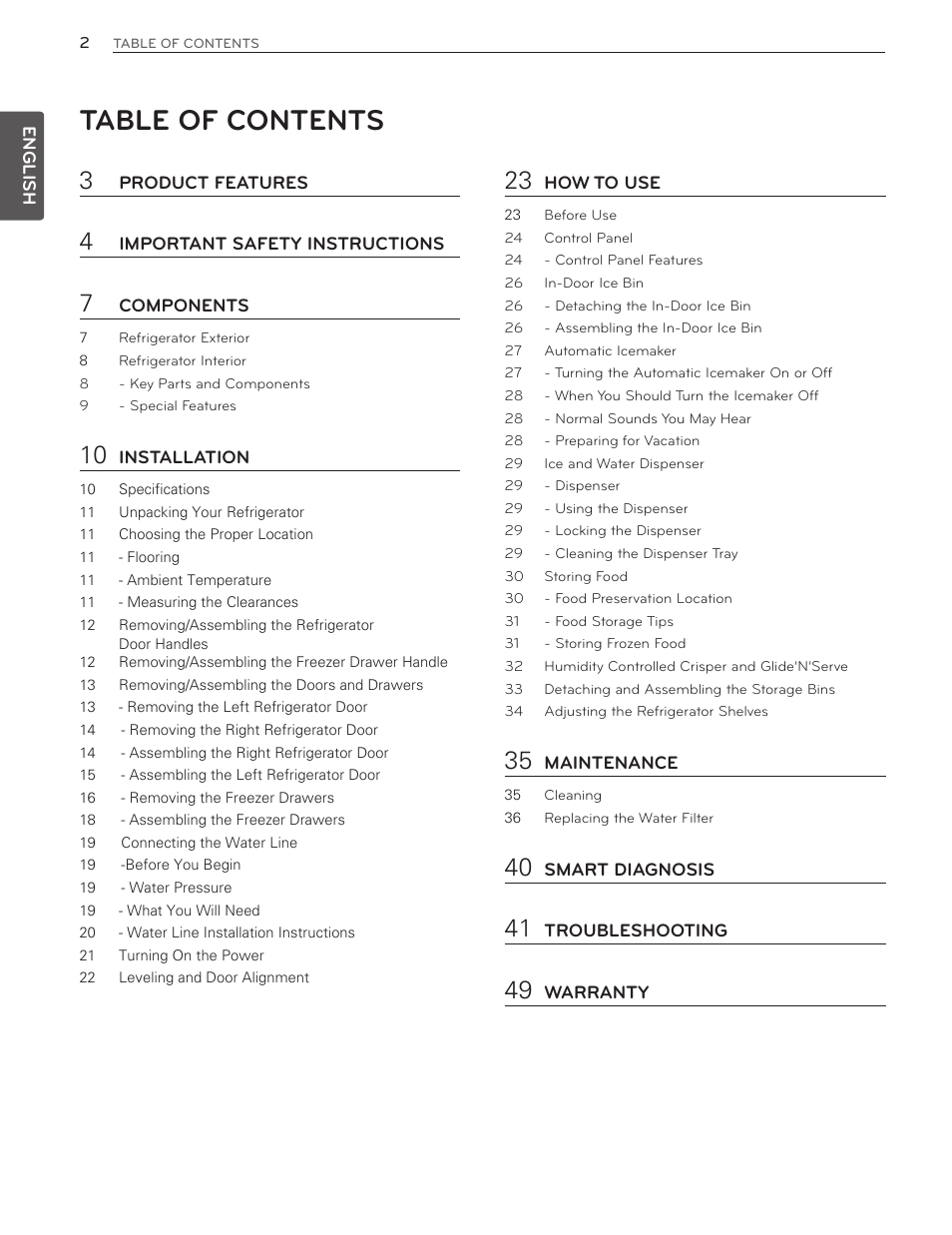 LG LMX25986ST User Manual | Page 2 / 53