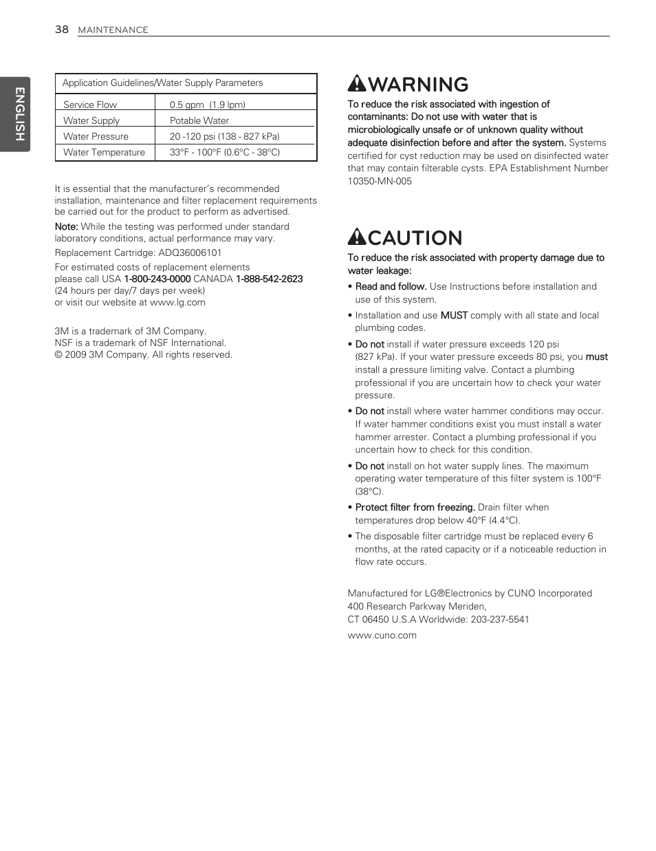 Wwarning, Wcaution | LG LMX25986ST User Manual | Page 38 / 53